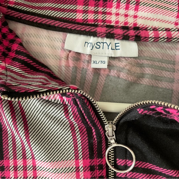 MYSTYLE, PLAID, FUCHSIA, WHITE, BLACK, SIZE XL - Picture 10 of 12
